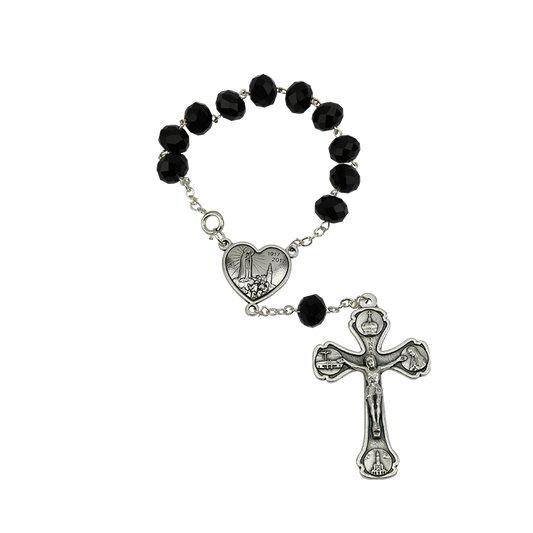 Crystal decade rosary with Heart of Fatima