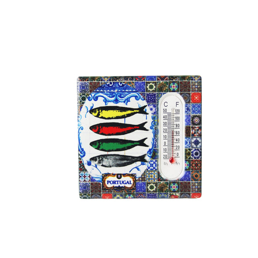 SARDINES TILE WITH MAGNET AND THERMOMETER 7X7CM