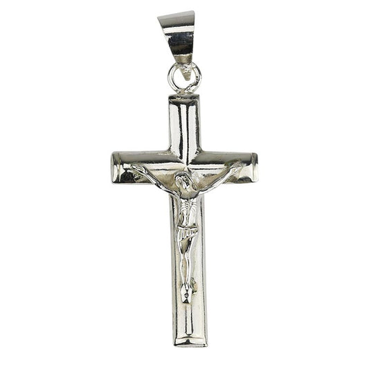 Rounded crucifix medal - 925 Silver