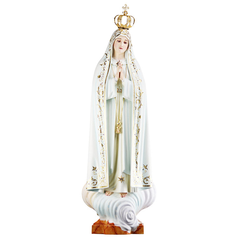 Estátua de Nossa Senhora de Fátima em madeira 60 cm