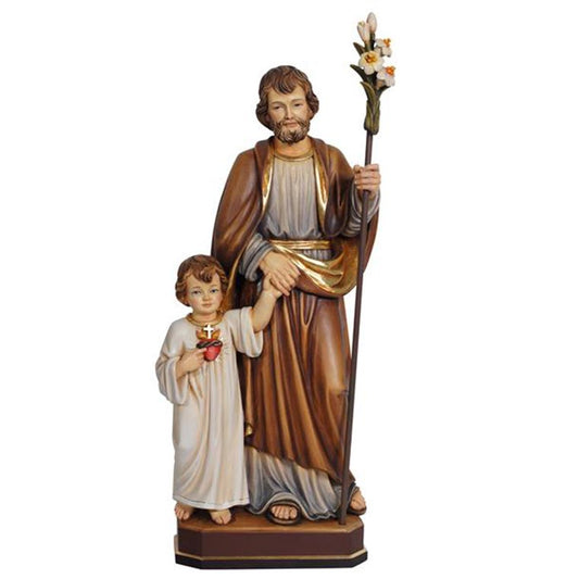 Statue of Saint Joseph with baby Jesus - wood