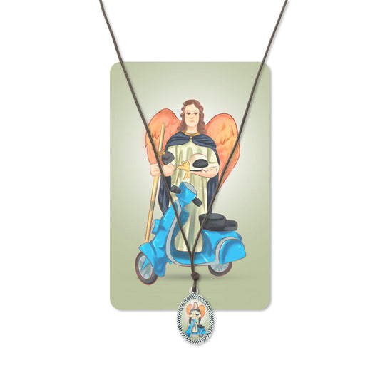 Saint Raphael necklace with motorbike