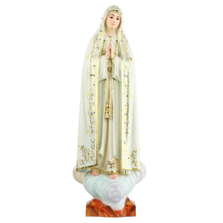 Estátua de Nossa Senhora de Fátima em madeira 30 cm