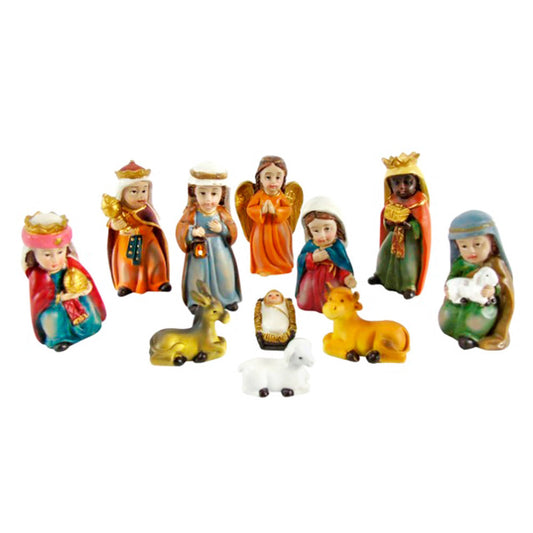 Colorful nativity scene 8 cm - 11 pieces