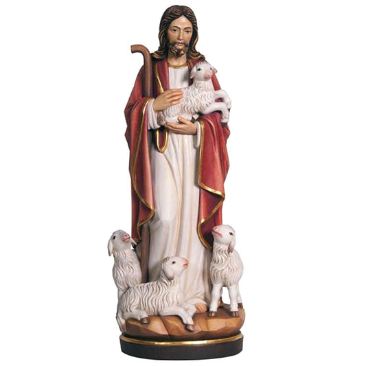 Wood statue of Jesus the Good Shepherd