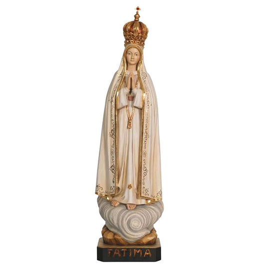 Wood statue of Our Lady of Fatima with crown