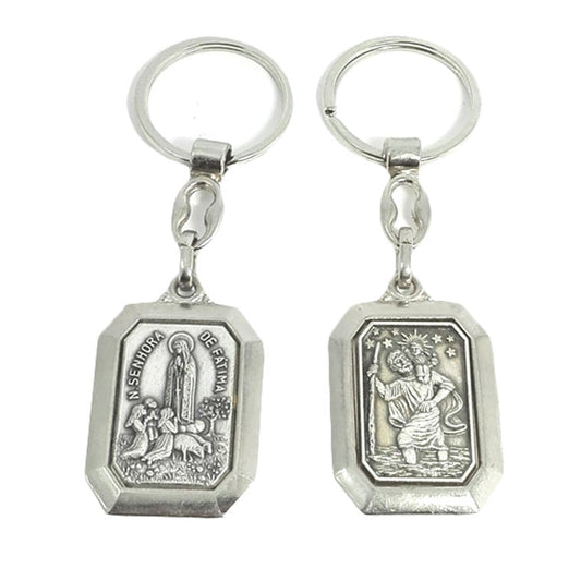 Keychain of Saint Christopher and Our Lady of Fatima