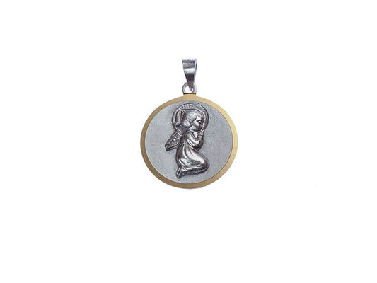 Large Round Medal with Angel Girl