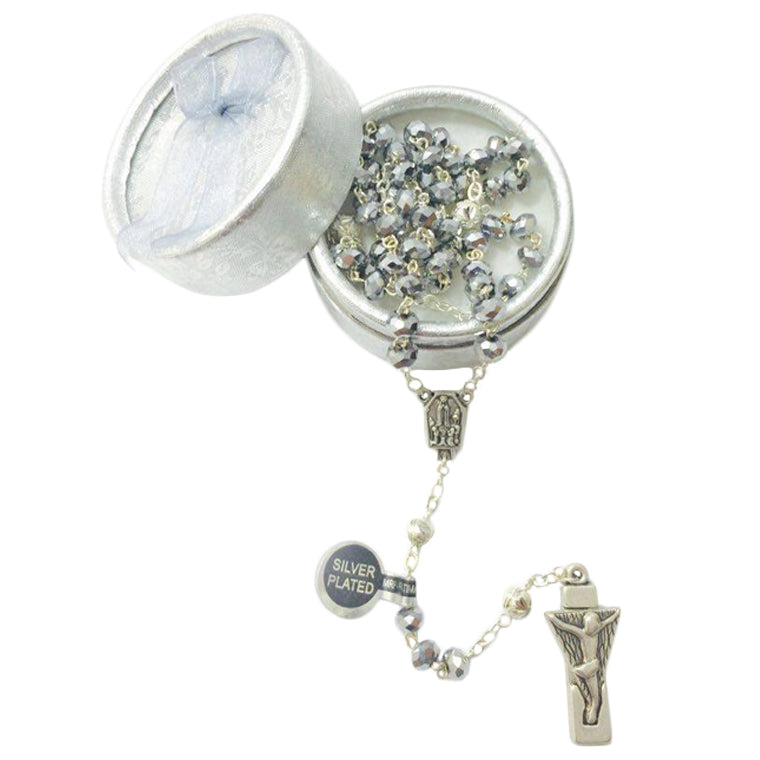 Crystal silver rosary