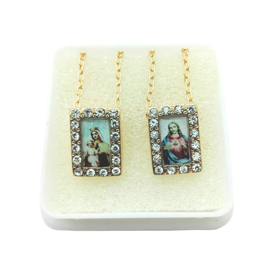 Golden scapular with crystals