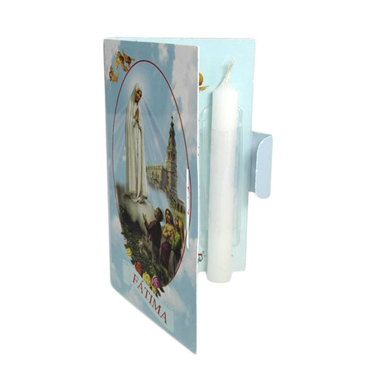 Catholic pack with soil and candle of Fatima